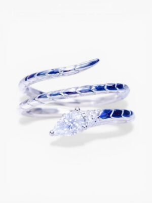 Snake Teardrop Crystal Ring – Silver