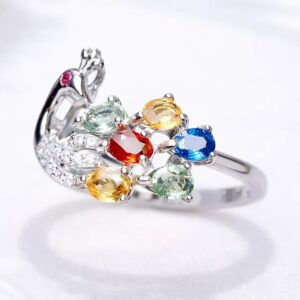 Peacock Crystal Statement Ring – Multi-Colour