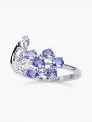 Peacock Crystal Ring – Lilac