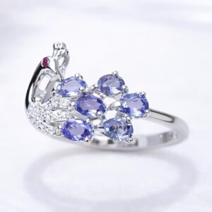 Peacock Crystal Statement Ring – Lilac