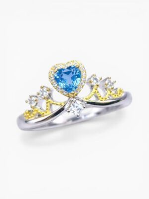 Angel Wing Heart Crystal Ring – Sky Blue