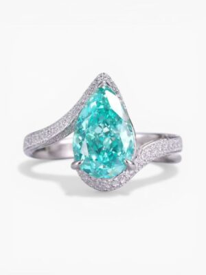 Teardrop Crystal Ring – Aqua Blue