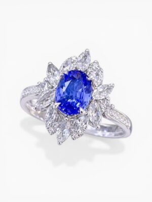 Halo Crystal Ring – Sapphire Blue