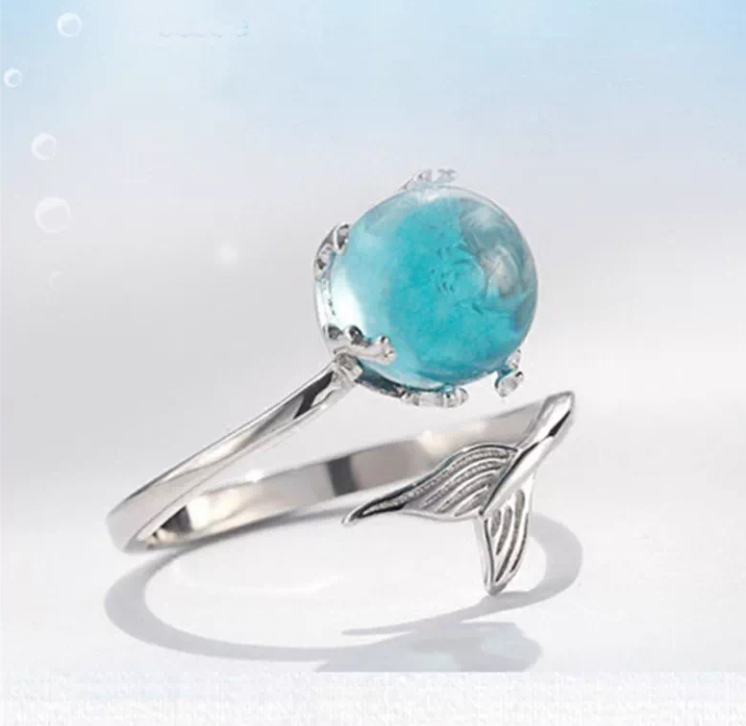 Mermaid Bubble Crystal Ring – Aqua Blue - Image 8