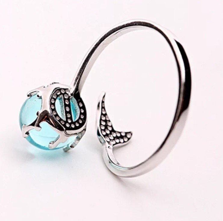 Mermaid Bubble Crystal Ring – Aqua Blue - Image 4