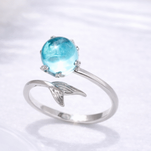 Mermaid Bubble Crystal Ring – Aqua Blue