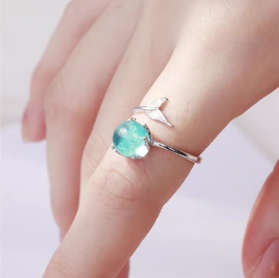 Mermaid Bubble Crystal Ring – Aqua Blue - Image 5