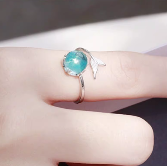 Mermaid Bubble Crystal Ring – Aqua Blue - Image 6