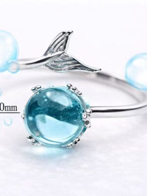 Mermaid Bubble Crystal Ring – Aqua Blue