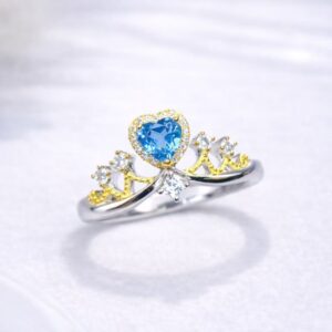 Angel Wing Heart Crystal Ring – Sky Blue
