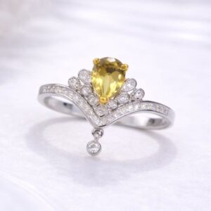 Crown Crystal Statement Ring – Golden Yellow