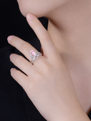 Royal Crown Crystal Ring – Blush Pink