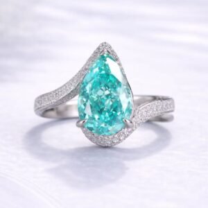 Teardrop Crystal Ring – Aqua Blue