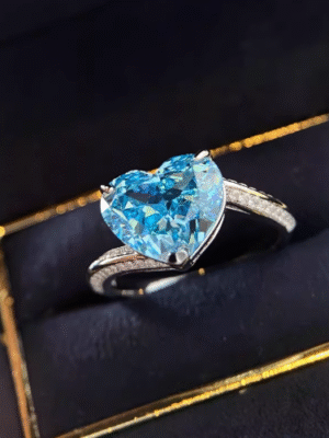 Heart Crystal Ring – Ocean Blue