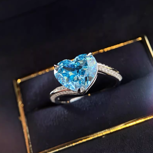 Heart Crystal Ring – Ocean Blue - Image 2