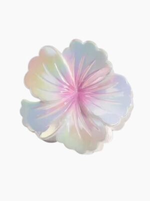 Iridescent Hibiscus Claw Clip – Blush Pink