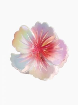Iridescent Hibiscus Claw Clip – Sunset Coral