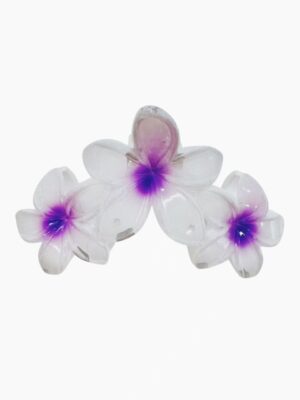 Pearl Frangipani Claw Clip – Violet Bloom