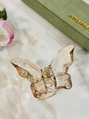 Iridescent Butterfly Claw Clip – Honey Amber