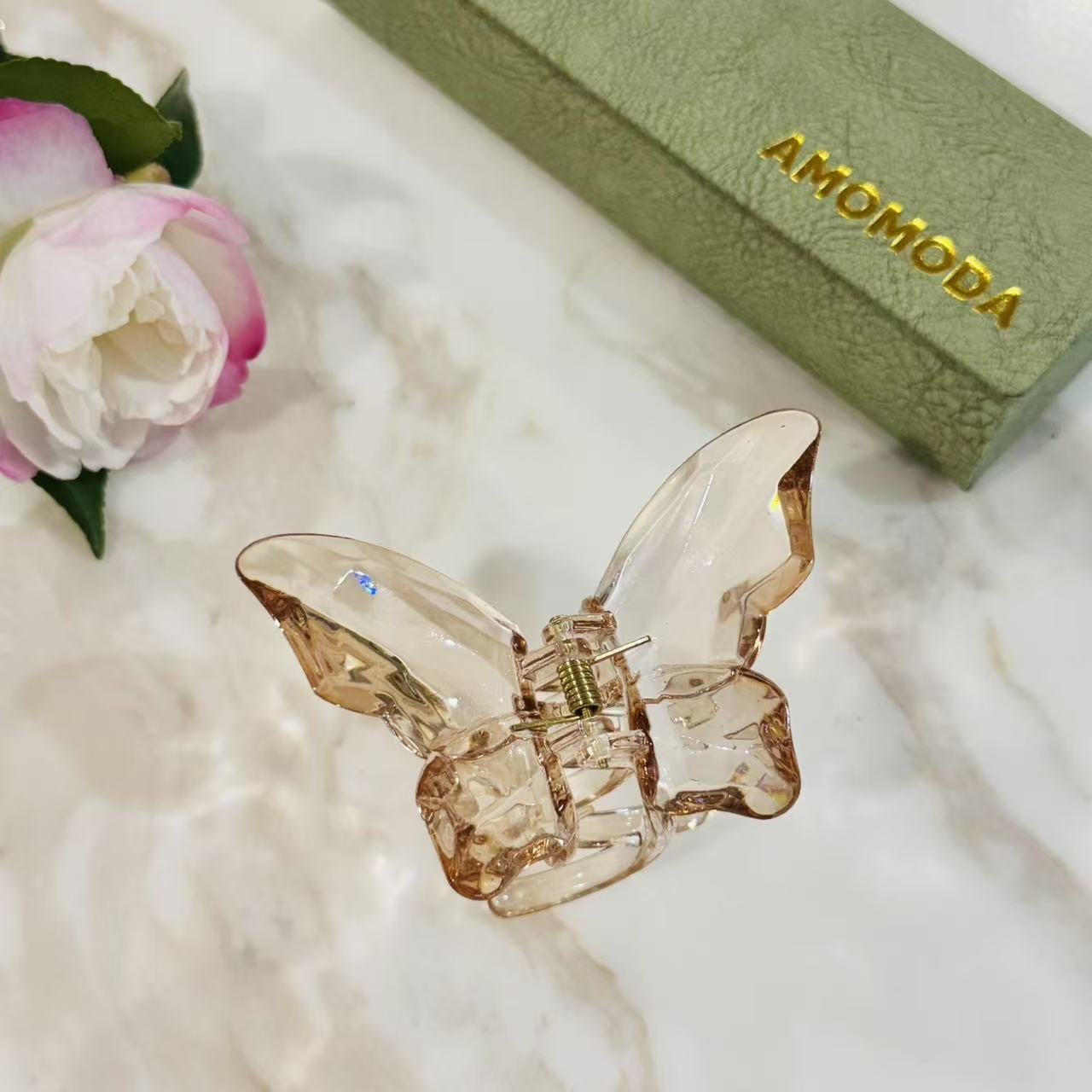 Iridescent Butterfly Claw Clip – Honey Amber - Image 2