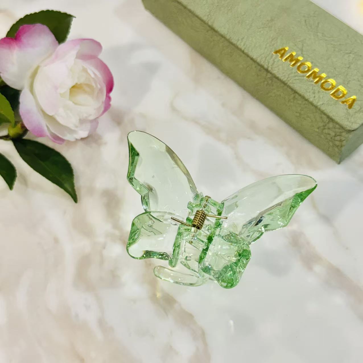 Iridescent Butterfly Claw Clip – Fresh Green - Image 2