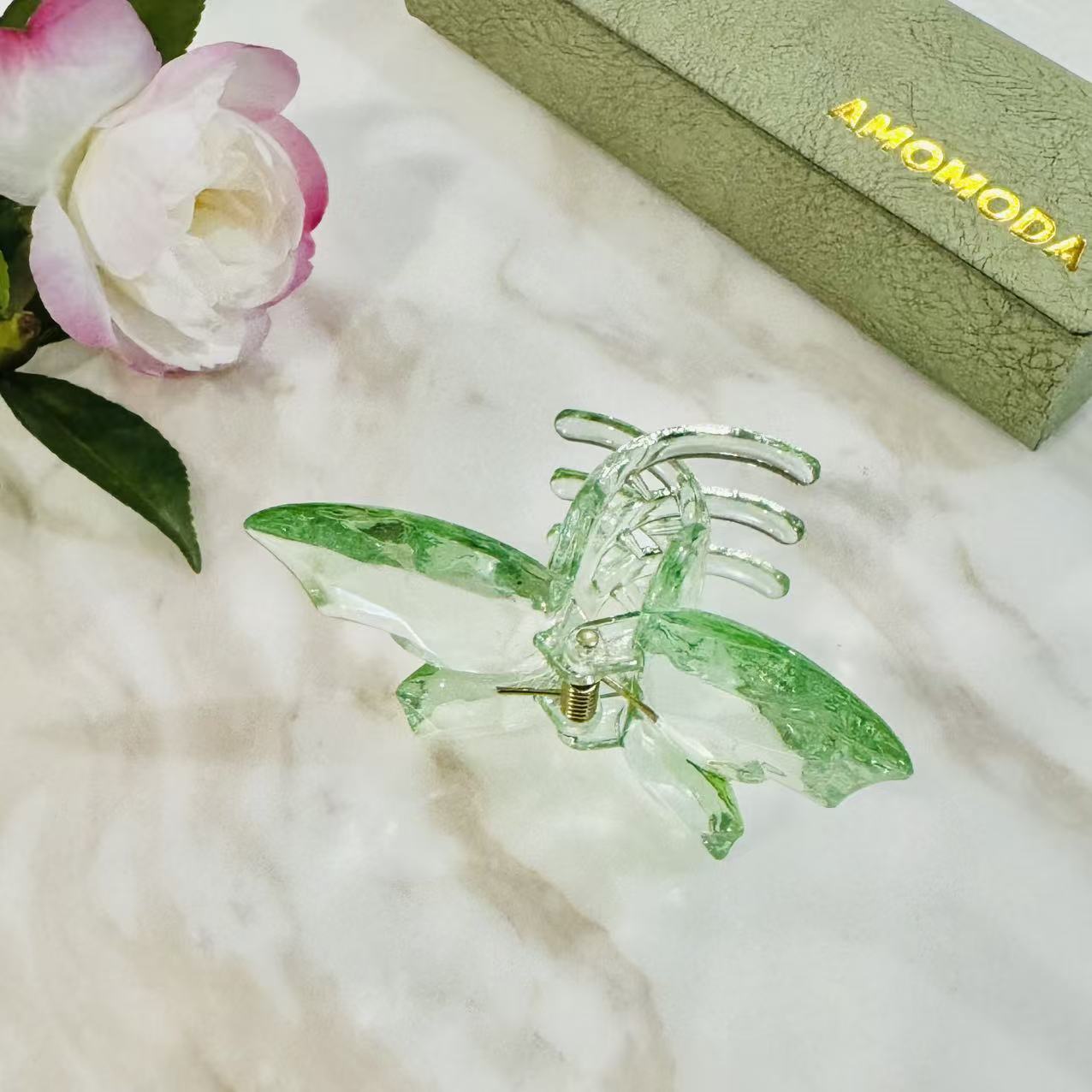 Iridescent Butterfly Claw Clip – Fresh Green - Image 3