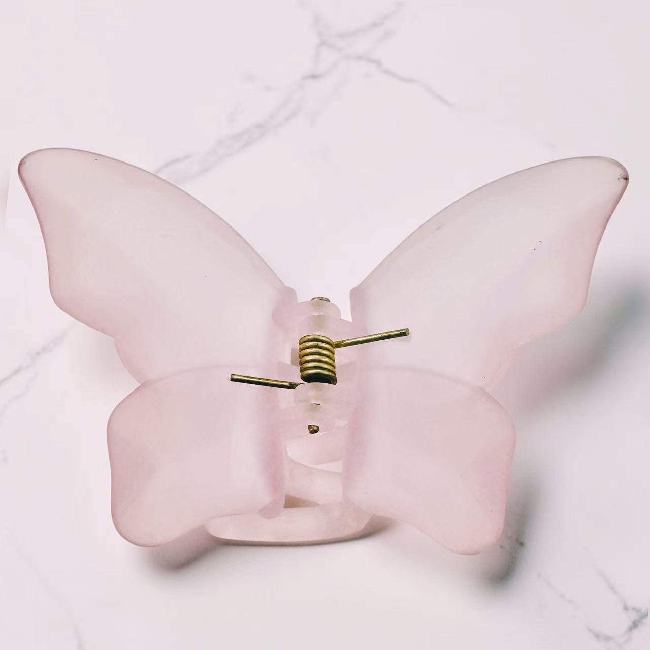 Frosted Butterfly Claw Clip – Soft Pink