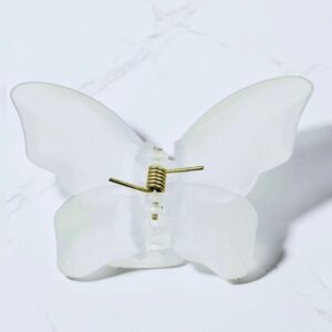 Frosted Butterfly Claw Clip – Soft White