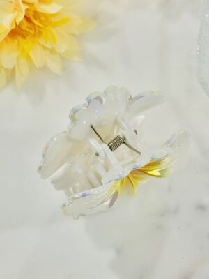 Iridescent Hibiscus Claw Clip – Golden Glow