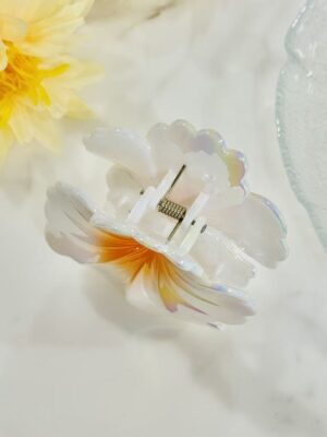 Iridescent Hibiscus Claw Clip – Apricot Glow