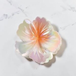 Iridescent Hibiscus Claw Clip – Apricot Glow