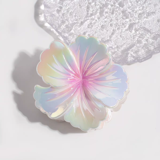 Iridescent Hibiscus Claw Clip – Blush Pink