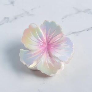 Iridescent Hibiscus Claw Clip – Blush Pink