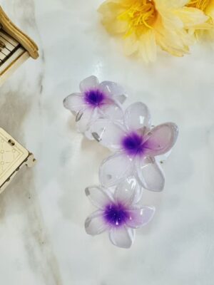 Pearl Frangipani Claw Clip – Violet Bloom