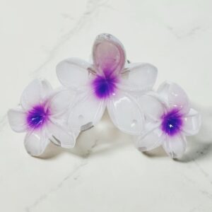 Pearl Frangipani Claw Clip – Violet Bloom