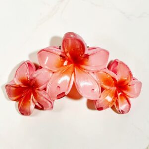 Pearl Frangipani Claw Clip – Sunset Bloom
