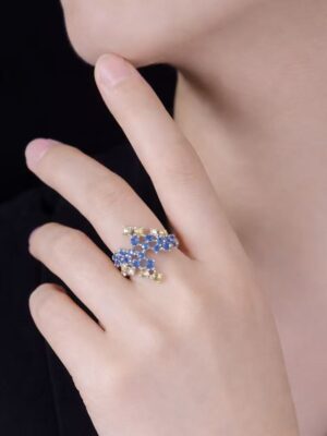 Starry Night Crystal Ring – Blue Gradient