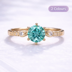 Ocean Glow Crystal Ring – Aqua Green
