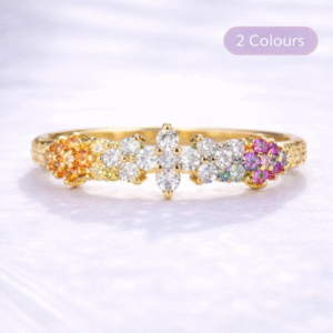 Floral Crystal Wrap Ring – Mixed Colour