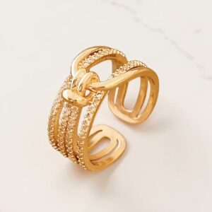 Elegant Knot Wrap Ring – Gold Tone