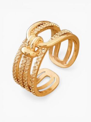 Elegant Knot Wrap Ring – Gold Tone
