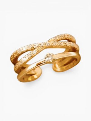Double Layer Crossover Ring – Gold Tone