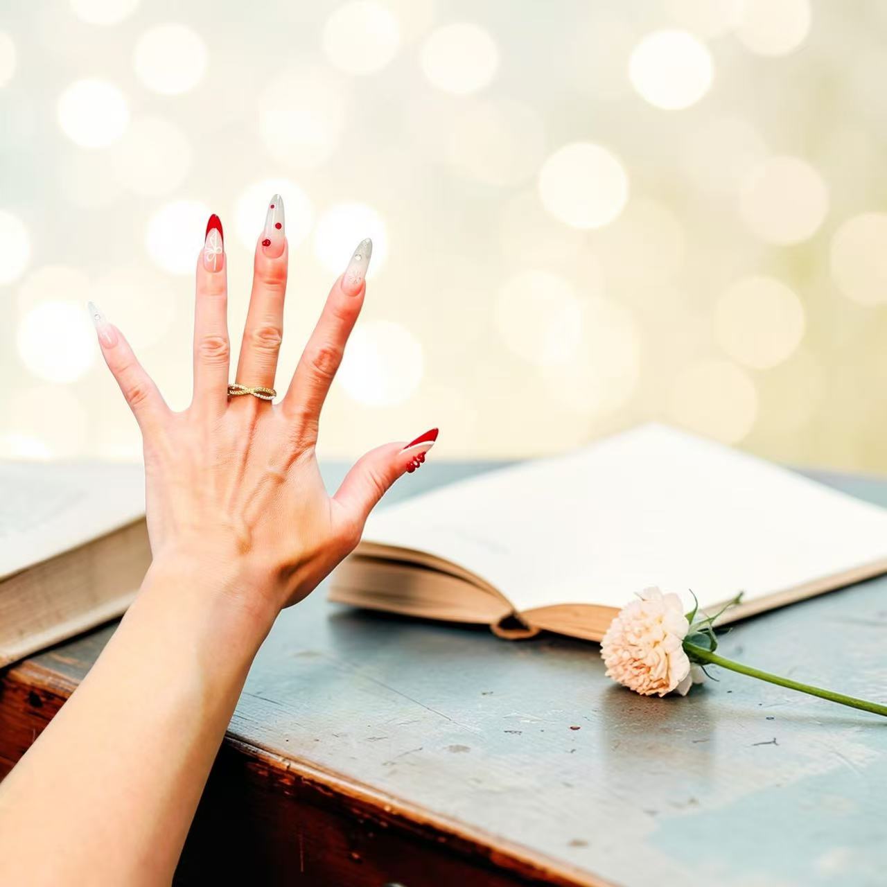 Pearl Crossover Ring – Gold Tone - Image 3