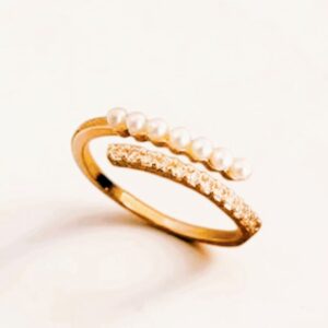 Pearl Layered Band Ring – Gold Tone
