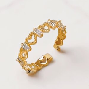 Open Heart Band Ring – Gold Tone