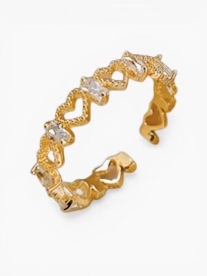 Open Heart Band Ring – Gold Tone
