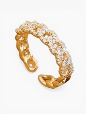 Textured Interwoven Ring – Gold Tone