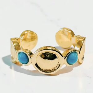 Turquoise Accent Ring – Gold Tone