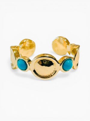 Turquoise Accent Ring – Gold Tone