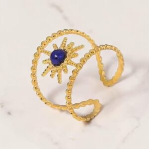 Celestial Blue Star Ring – Gold Tone